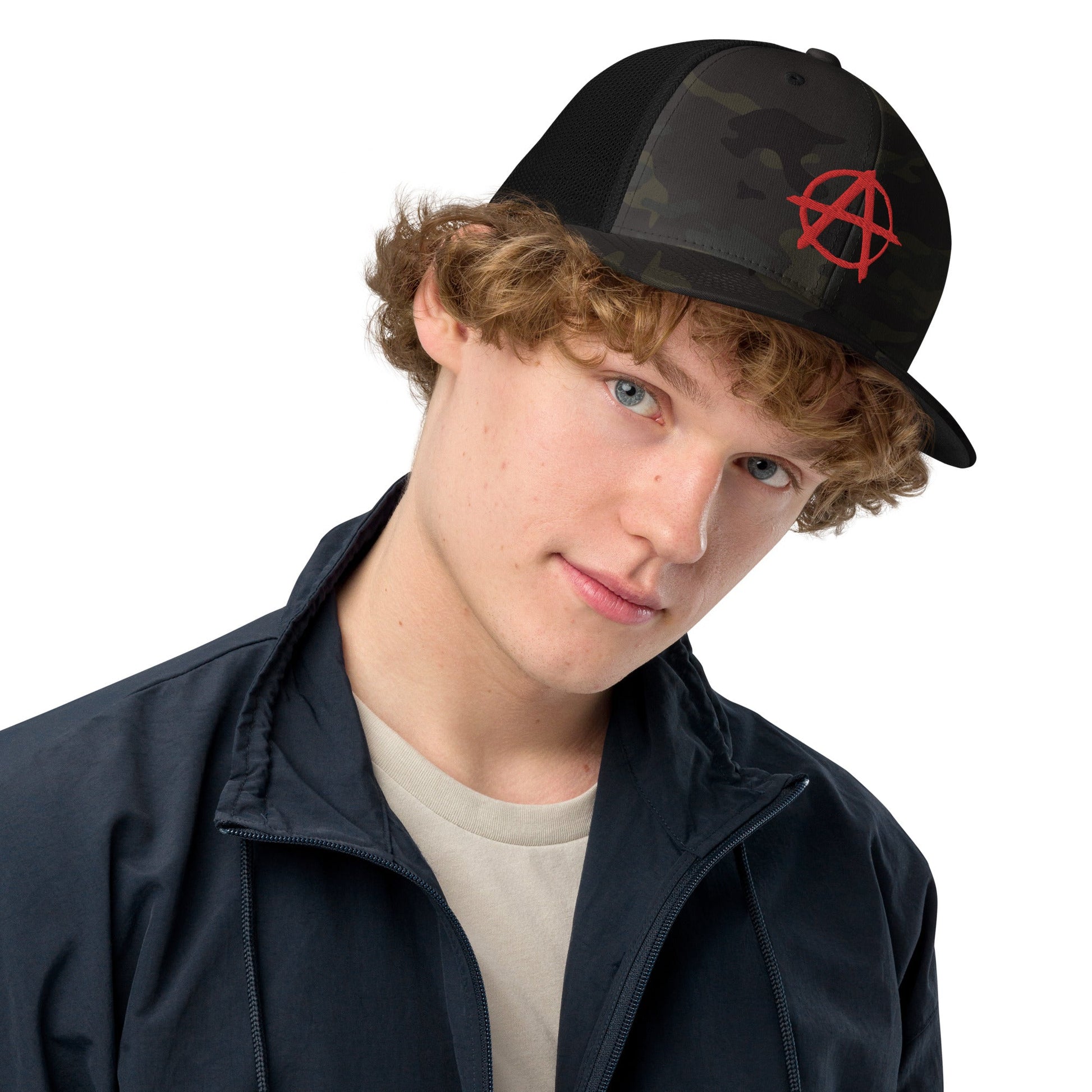 Ancom Anarchy Anarchocommunism Black & Red Closed-back trucker cap - Concordia Style Boutique