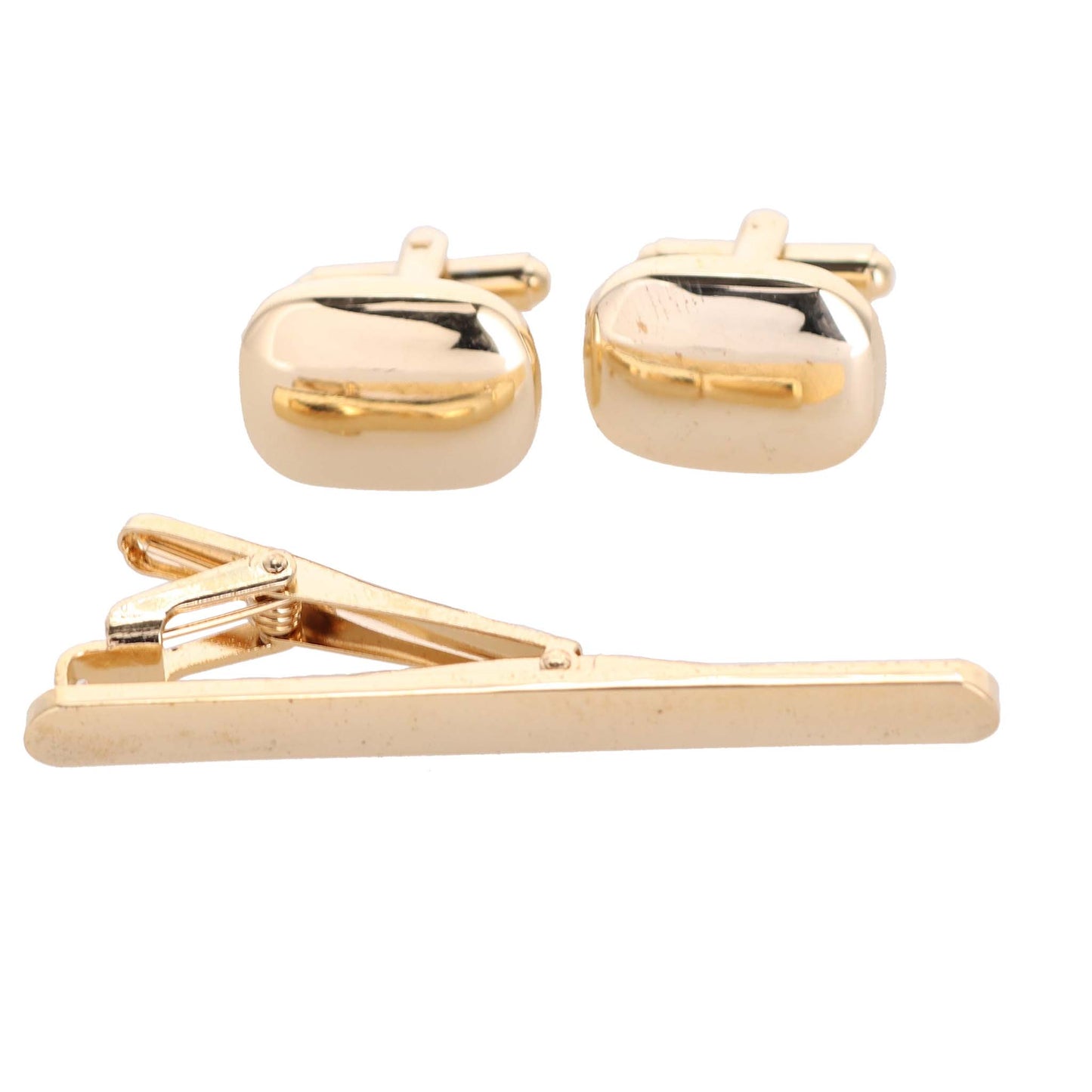 Vittorio Vico Plain Gold Cufflink & Tie Bar Set in Gift Box