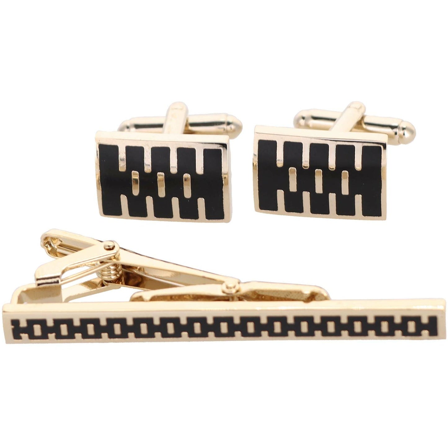 Vittorio Vico Plain Gold Cufflink & Tie Bar Set in Gift Box