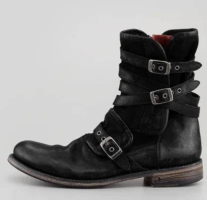 Men's Casual Short Boots with Chunky Heel & Zipper - Concordia Style Boutique