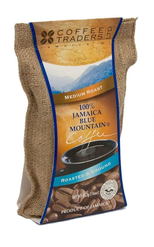 Coffee Traders One-hundred Percent Jamaica Blue Mountain Coffee, Medium Roasted and Ground, 16 Ounce Bag - Concordia Style Boutique