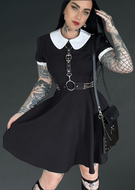 On Wednesday We Wear Black Collar Goth Dress - Concordia Style Boutique