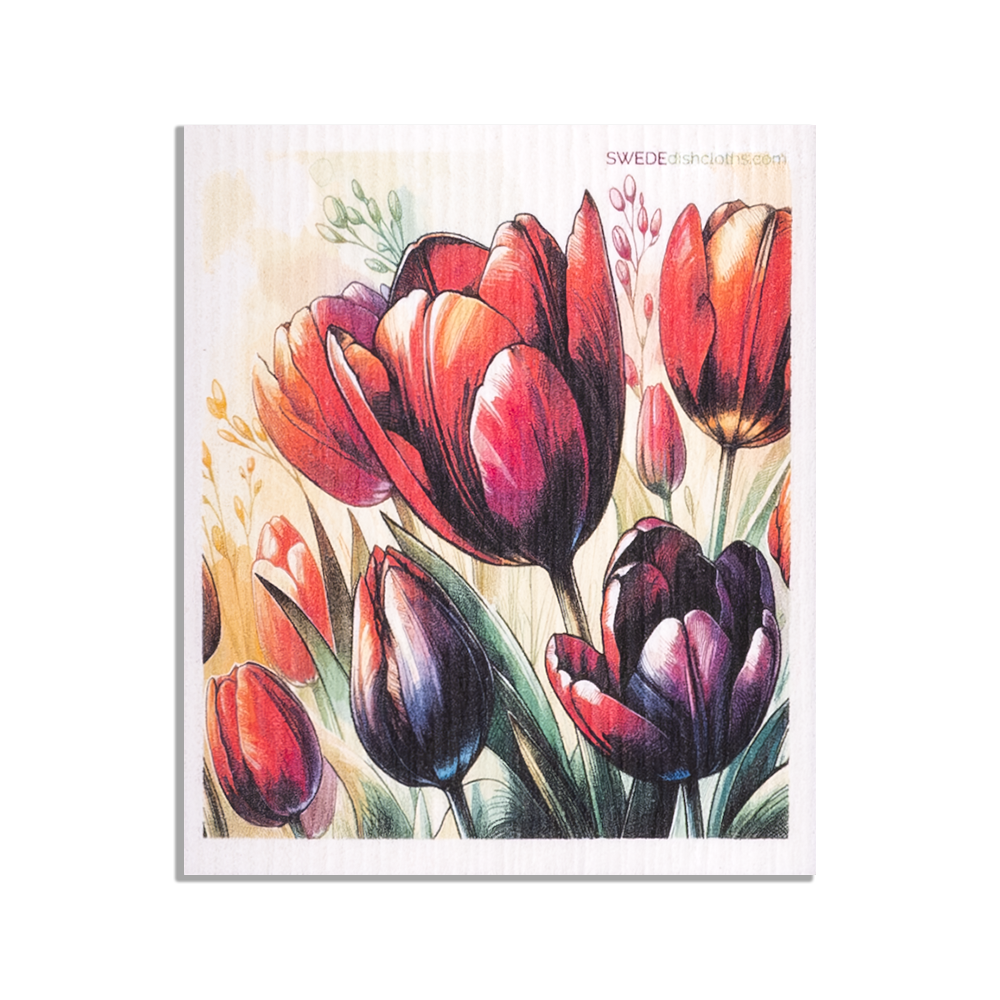 Eco-Friendly Swedish Dishcloths - Mixed Tulips Set of 3 (Paper Towel Replacements, One of Each Design) - Concordia Style Boutique