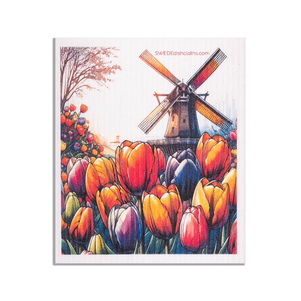 Eco-Friendly Swedish Dishcloths - Mixed Tulips Set of 3 (Paper Towel Replacements, One of Each Design) - Concordia Style Boutique