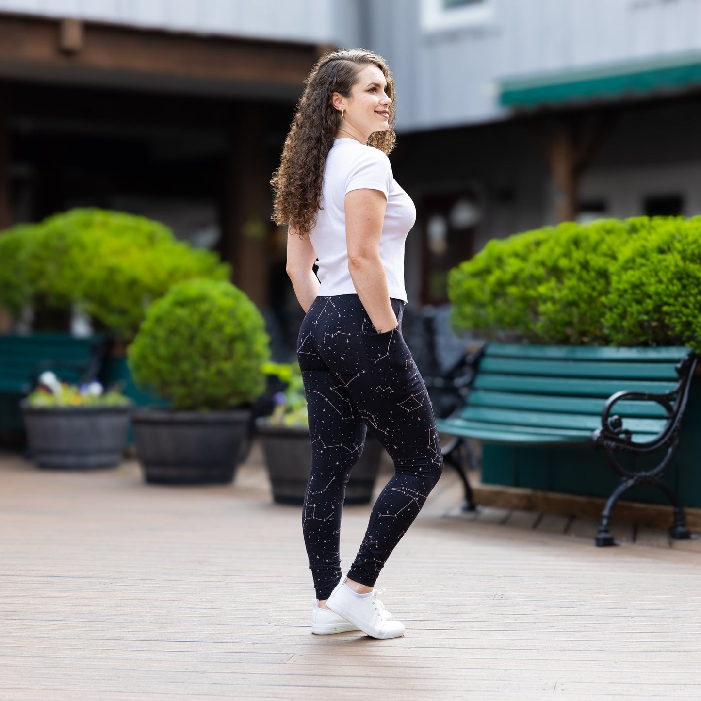 Constellations Glow-in-the-Dark Adults Cotton Leggings with Pockets