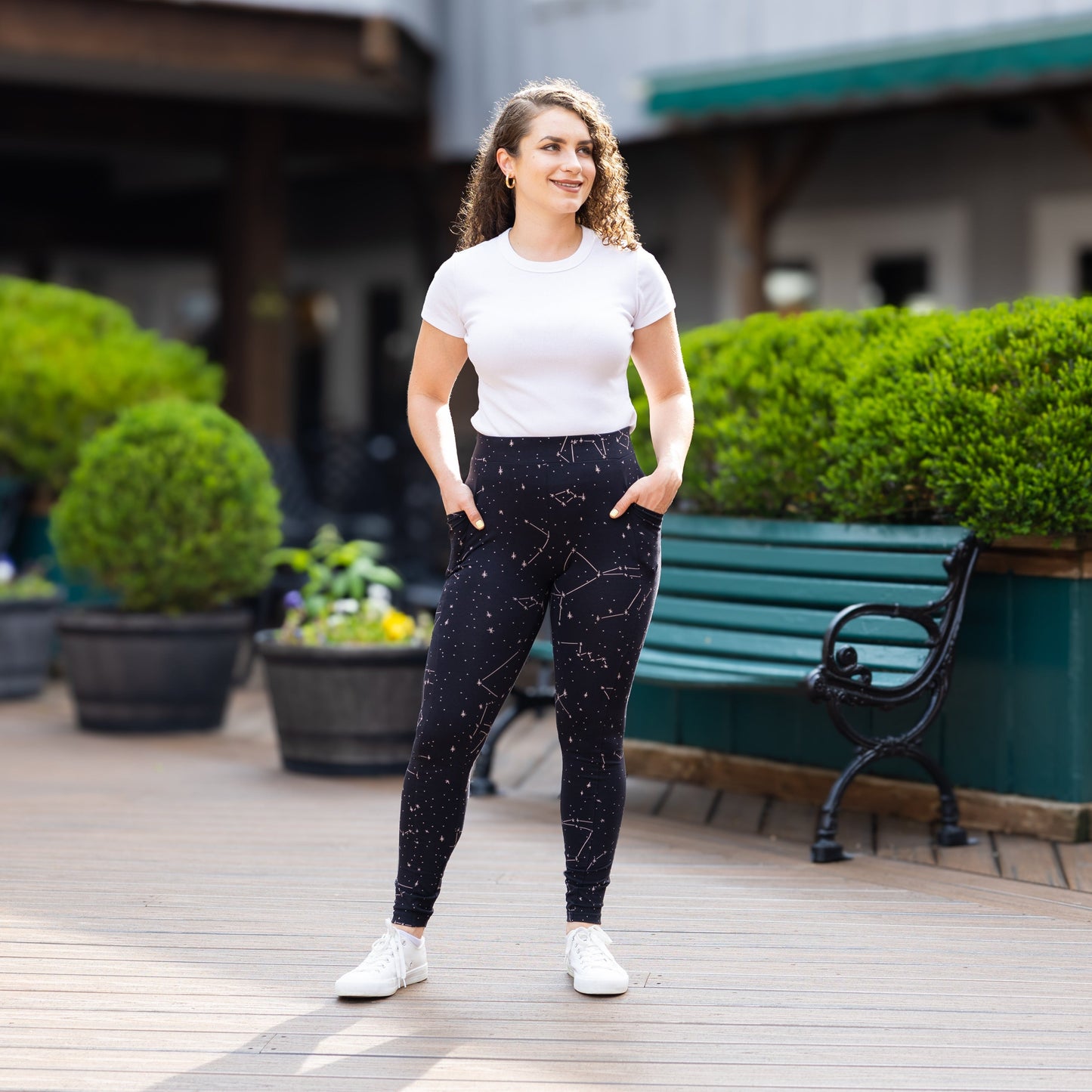 Constellations Glow-in-the-Dark Adults Cotton Leggings with Pockets