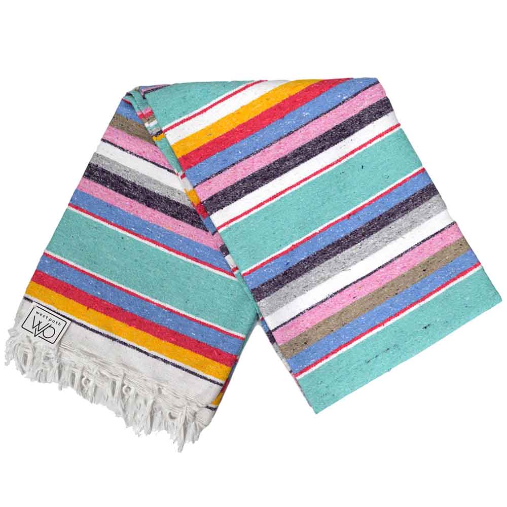 100% Cotton Serape Blanket - Mint Pastel - Concordia Style Boutique