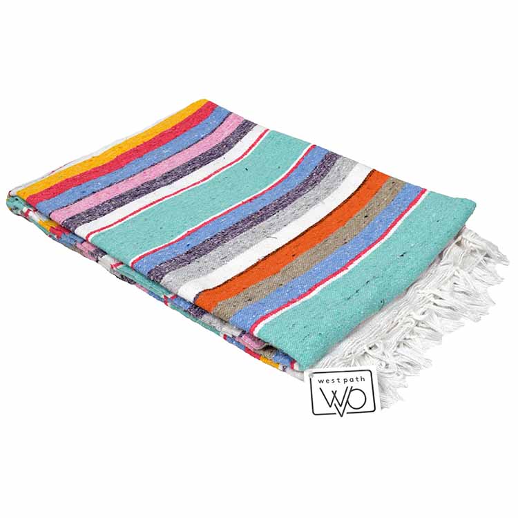 100% Cotton Serape Blanket - Mint Pastel - Concordia Style Boutique