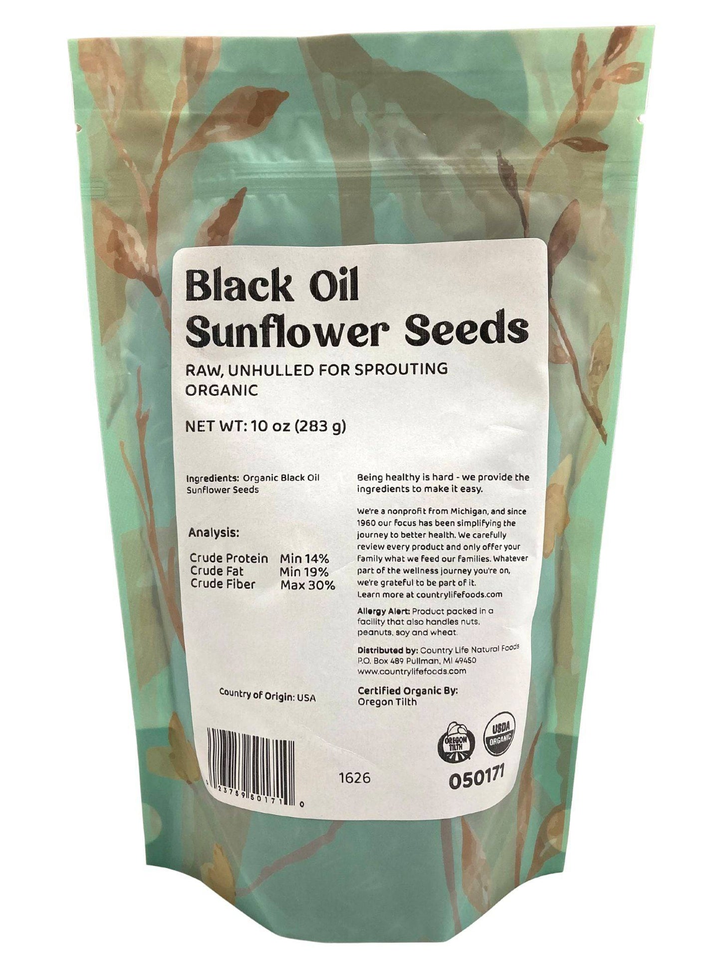 Sunflower Seeds, Black Oil, Unhulled For Sprouting, Organic - Concordia Style Boutique