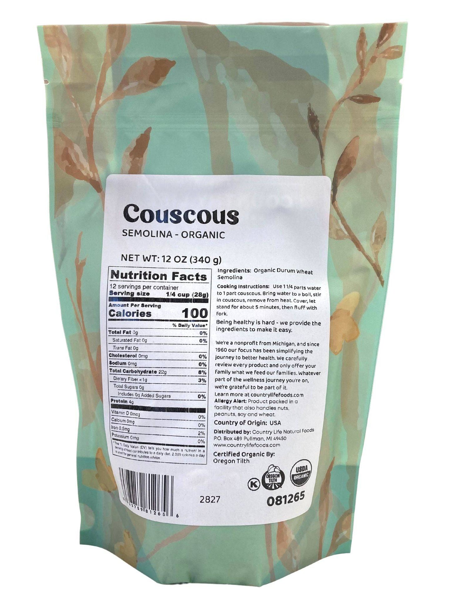 Couscous, Semolina, Organic - Concordia Style Boutique