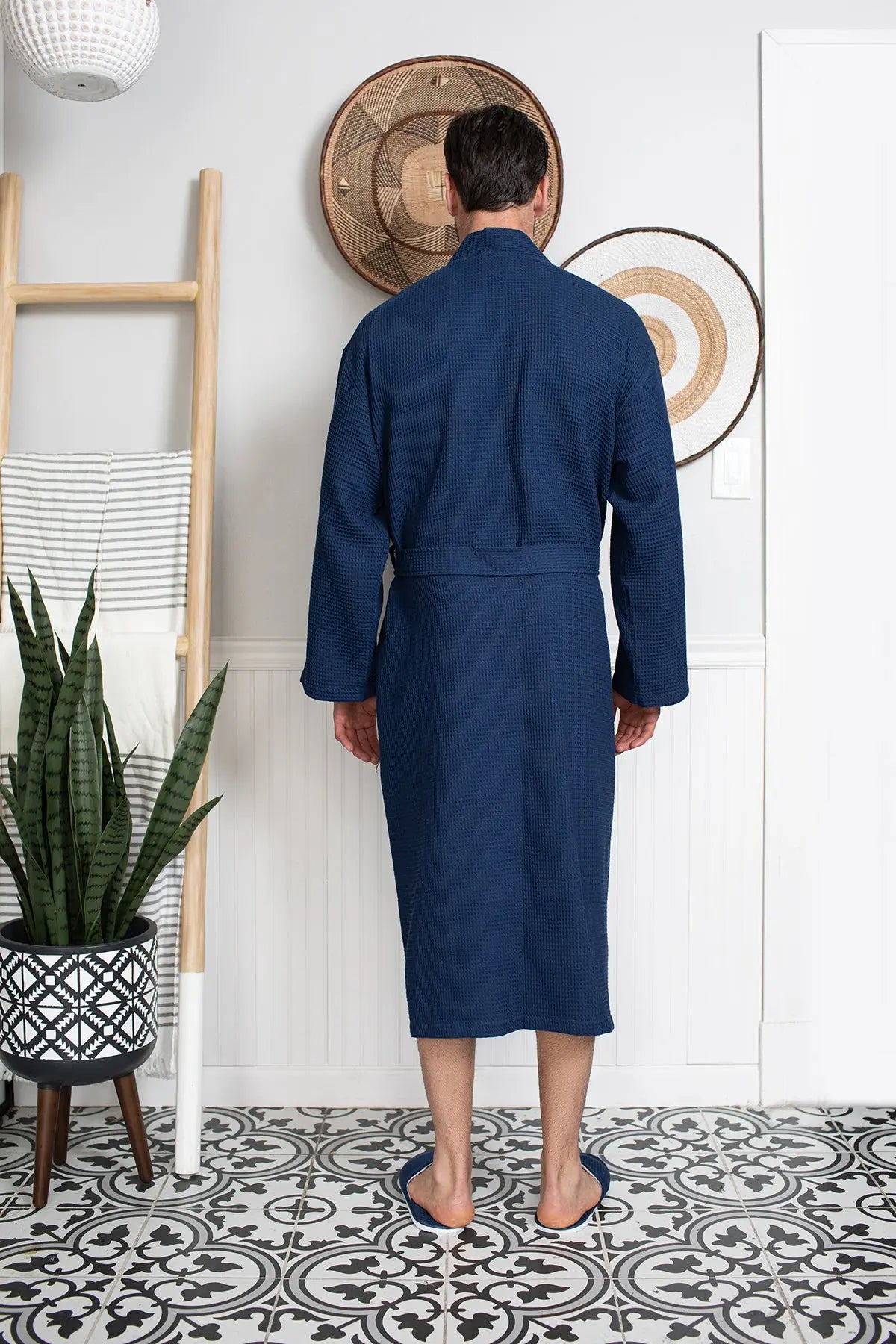 Waffle Kimono Spa Bathrobe for Men - Absorbent, Lightweight - Concordia Style Boutique