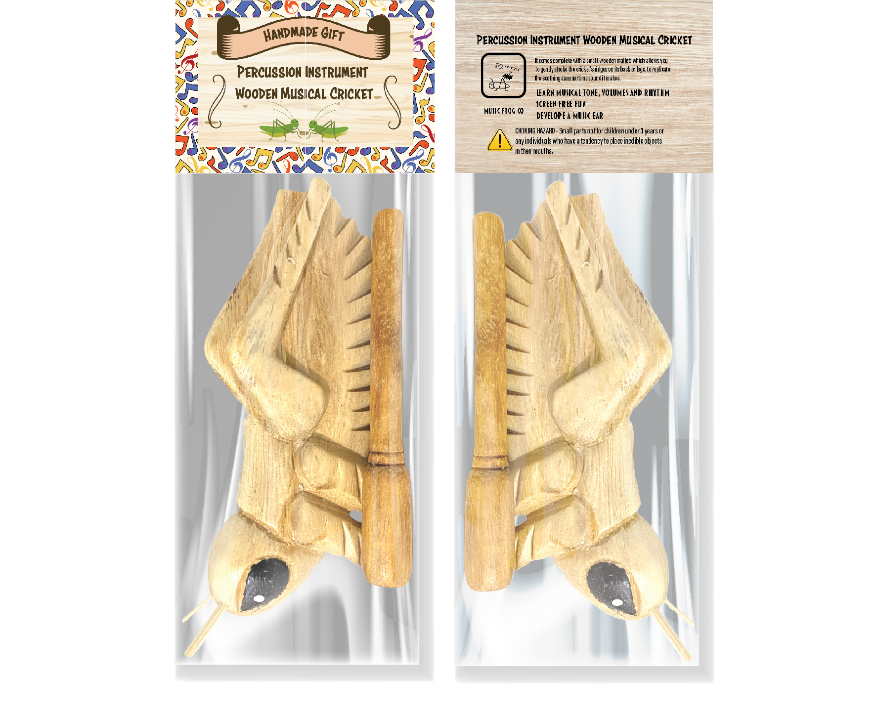 4" Dark Stained Wooden Musical Grasshopper Percussion Instrument - Premium Wooden Percussion Cricket from Music Frog Co - Just $15! Shop now at Concordia Style Boutique