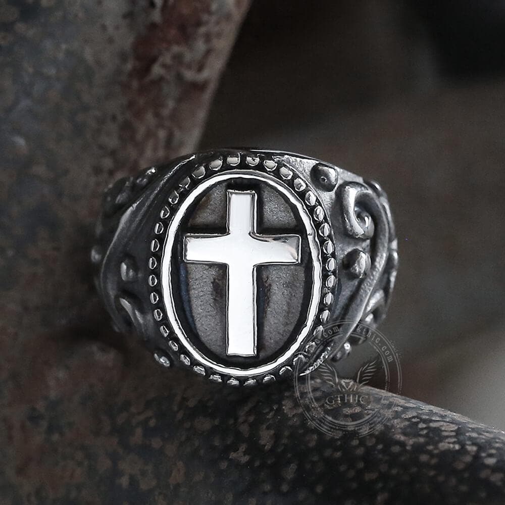 Cross Pattern Stainless Steel Ring