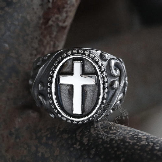 Cross Pattern Stainless Steel Ring