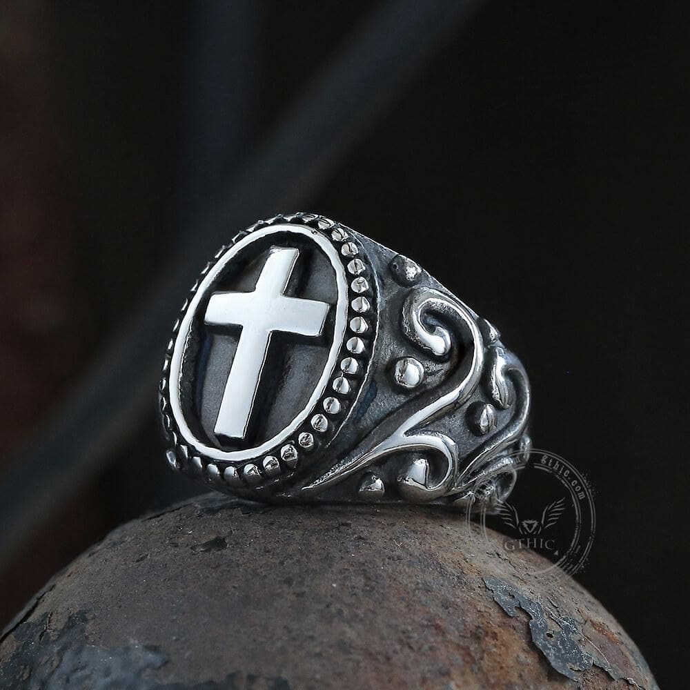 Cross Pattern Stainless Steel Ring