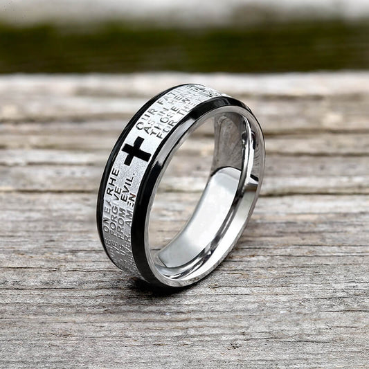 Cross Prayer Stainless Steel Christian Ring