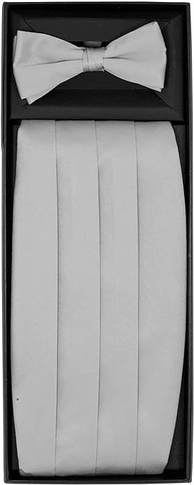 Vittorio Farina Men's Satin Cummerbund, Bow Tie and Pocket Square Set in Gift Box - Concordia Style Boutique