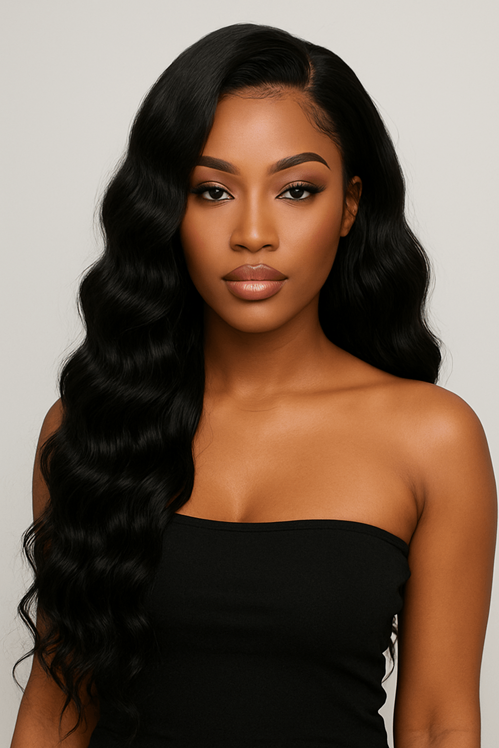 Curl Reign – Deep Wave Lace Front Wig (Natural Black)