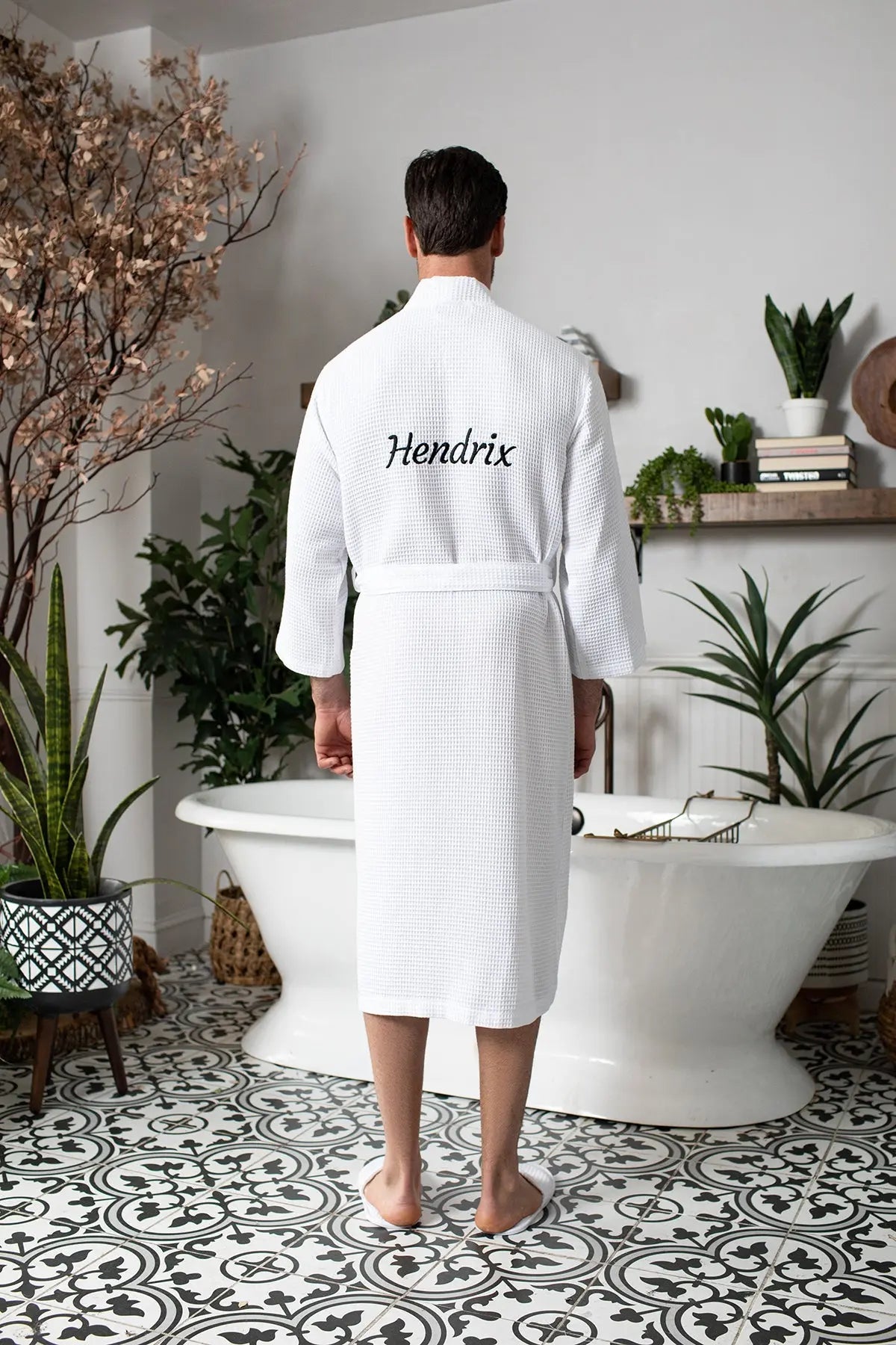 Waffle Kimono Spa Bathrobe for Men - Absorbent, Lightweight - Concordia Style Boutique