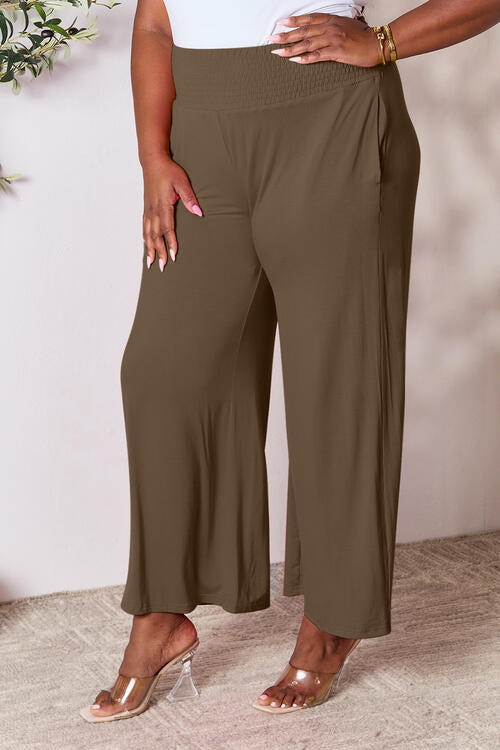 Double Take Full Size Smocked Wide Waistband Wide Leg Pants - Concordia Style Boutique