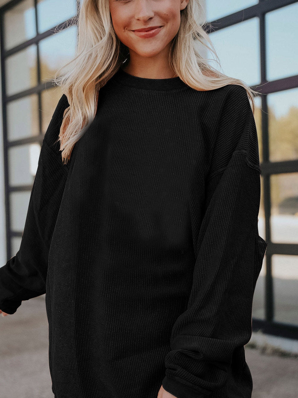 Letter Printed Crewneck Baggy Fit Long Sleeve Tee - Concordia Style Boutique