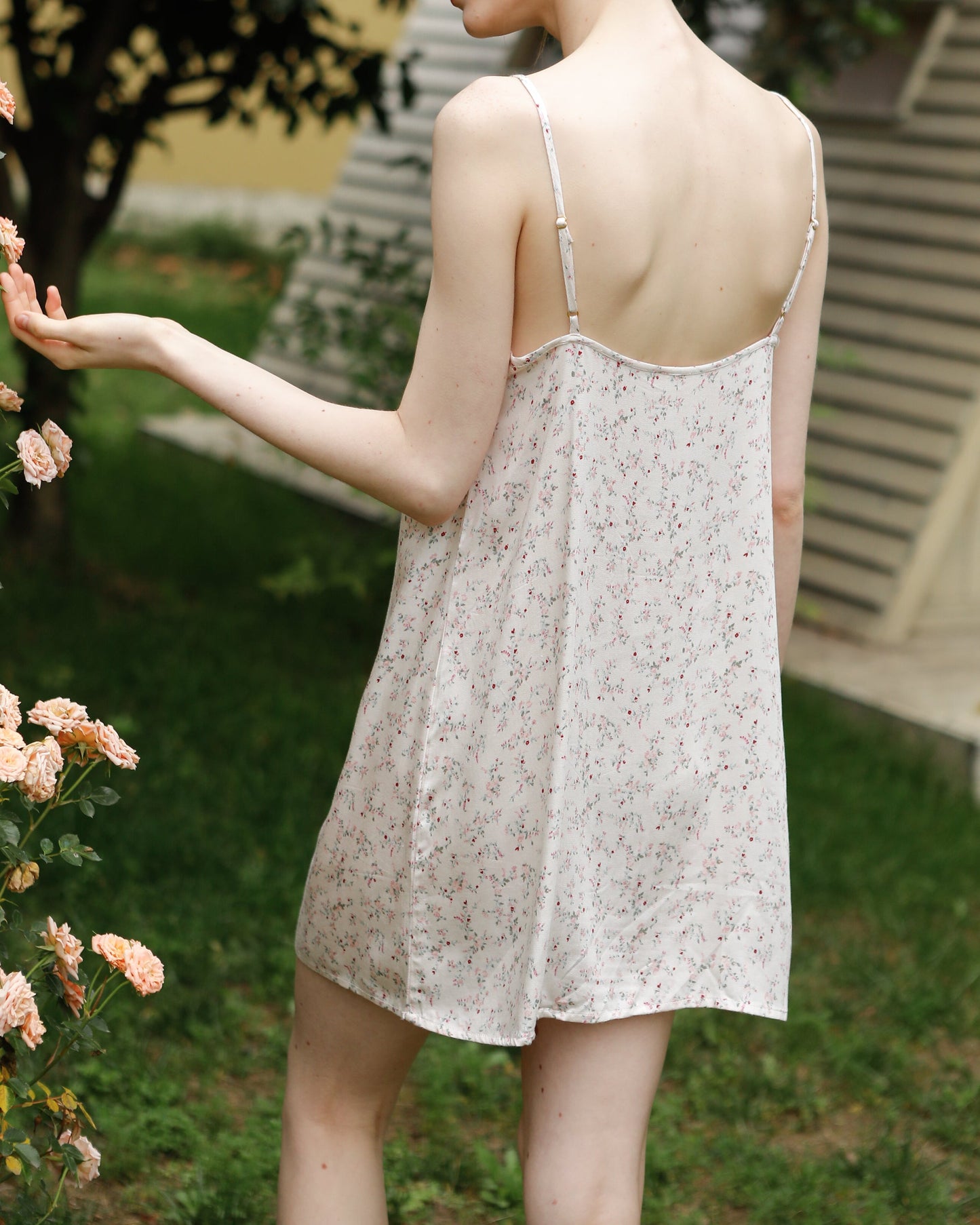 Fresh Floral Nightgown Pajama Dress / White