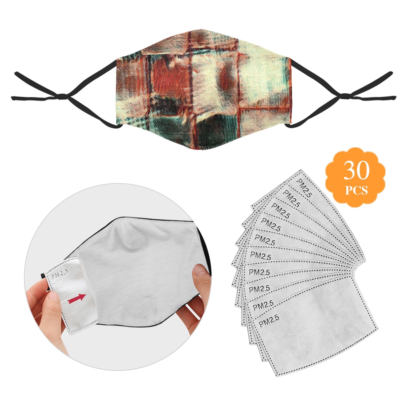 Cotton Fabric Dust Mask With Adjustable Strip - "Square Dance" - Premium  from Concordia Style Boutique - Just $22.54! Shop now at Concordia Style Boutique