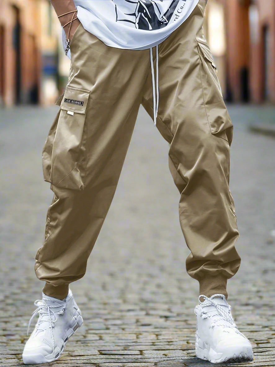 Men’s Multi‑Pocket Drawstring Cargo Pants
