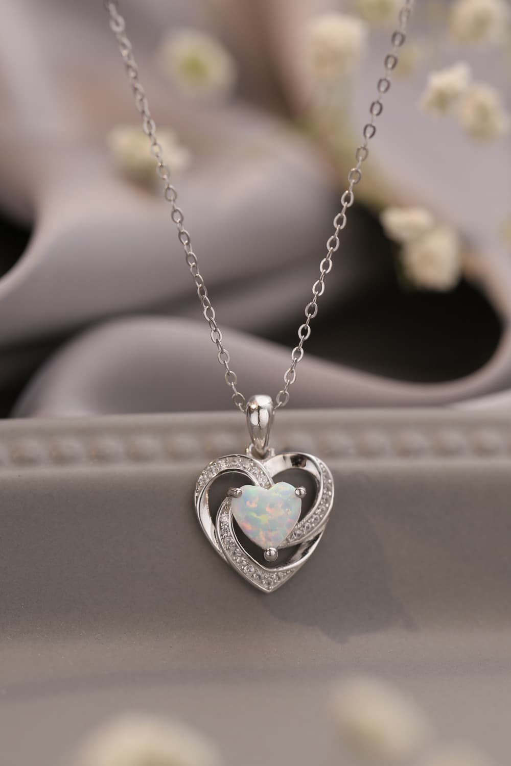 Opal Heart Pendant Necklace - Concordia Style Boutique