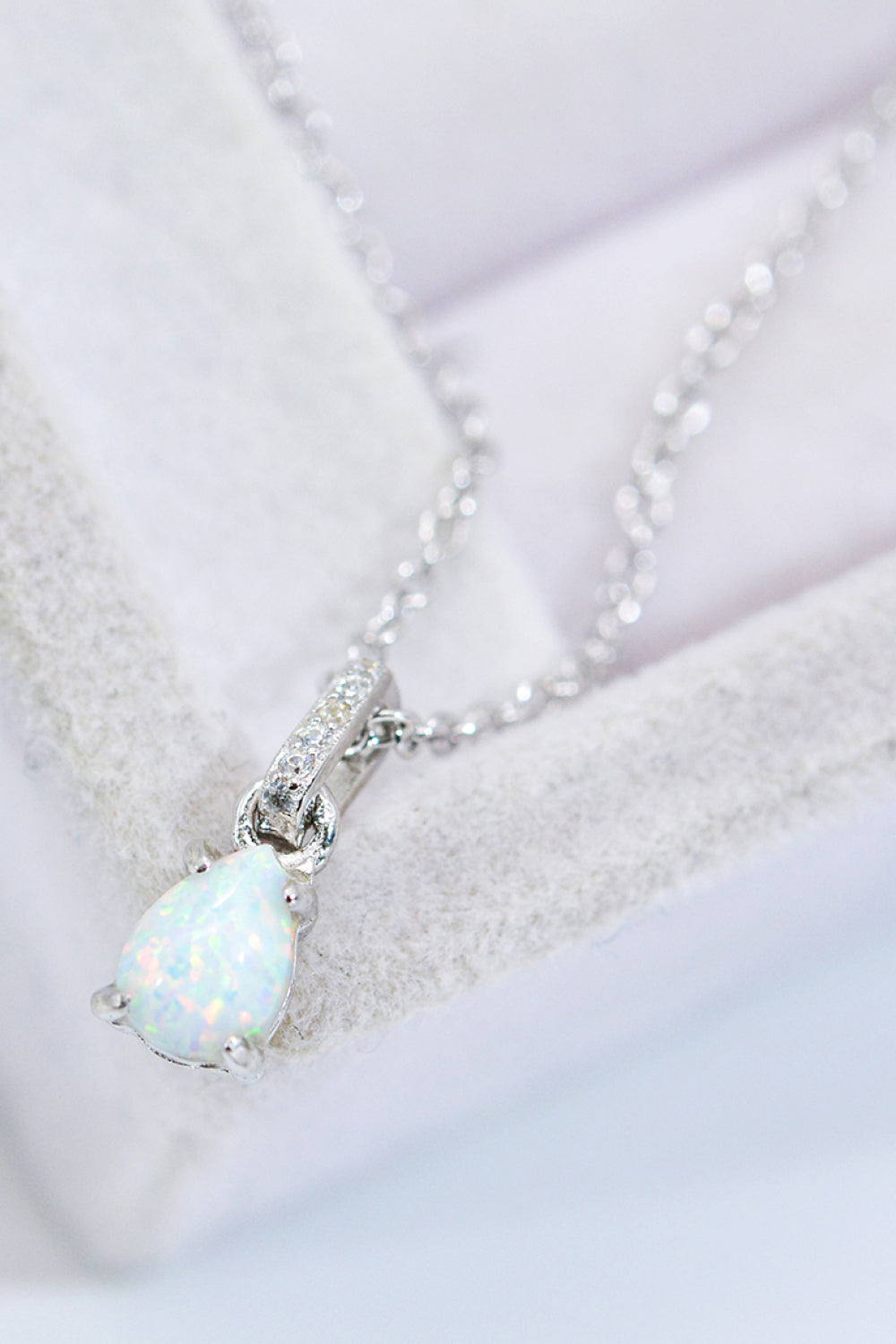 Opal Pendant 925 Sterling Silver Chain-Link Necklace - Concordia Style Boutique
