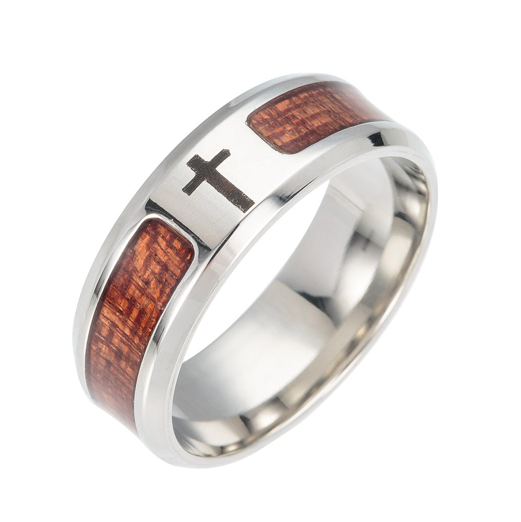 Asgard Crafted Handcrafted Stainless Steel Celtic Tree Of Life And Wood Inset Wedding Ring - Premium ring from Concordia Style Boutique - Just $9.33! Shop now at Concordia Style Boutique