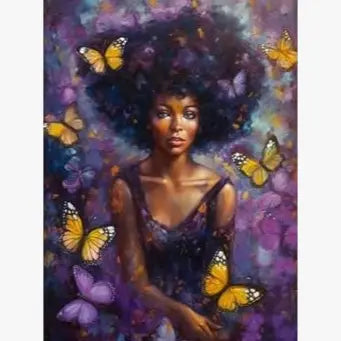 Purple African Queens - Set of 5 Decoupage Wood Wall Panels