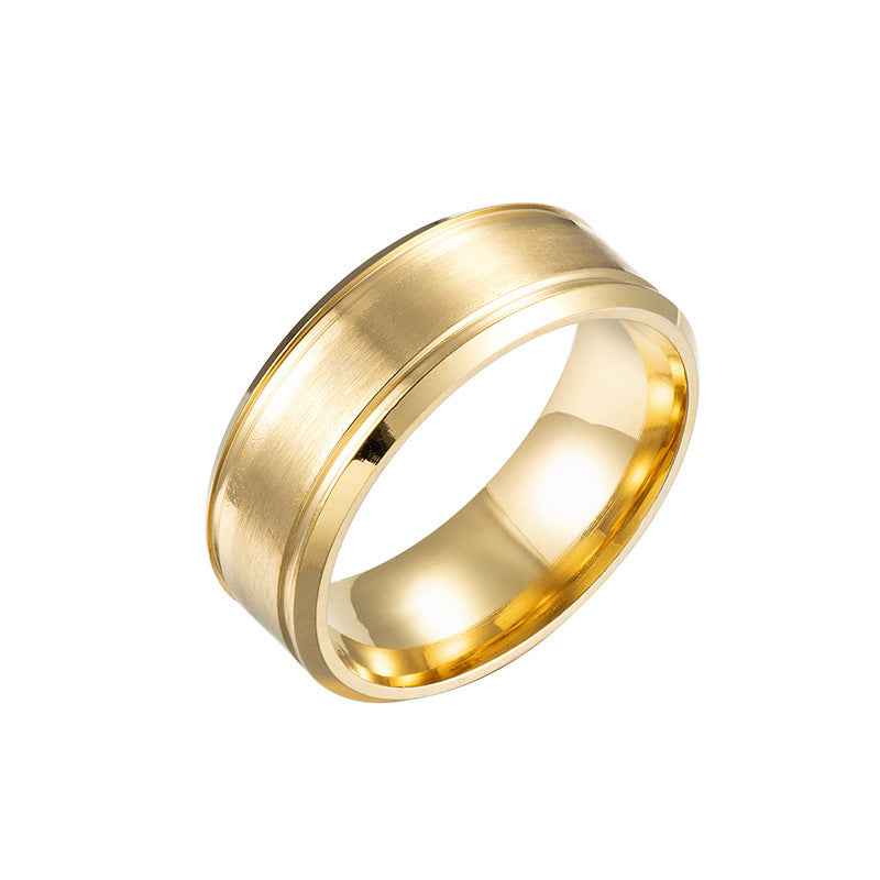 Unisex Stainless Steel Wedding Ring 8 mm – Black/Gold/Silver