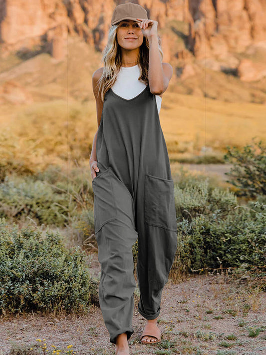 Double Take Full Size Sleeveless V-Neck Pocketed Jumpsuit - Concordia Style Boutique