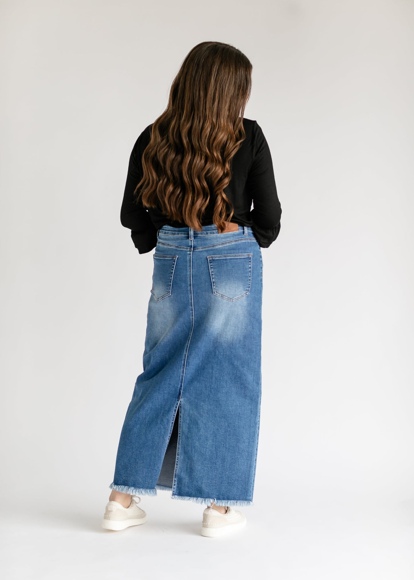 Dakotah Raw Hem Long Denim Skirt - Concordia Style Boutique