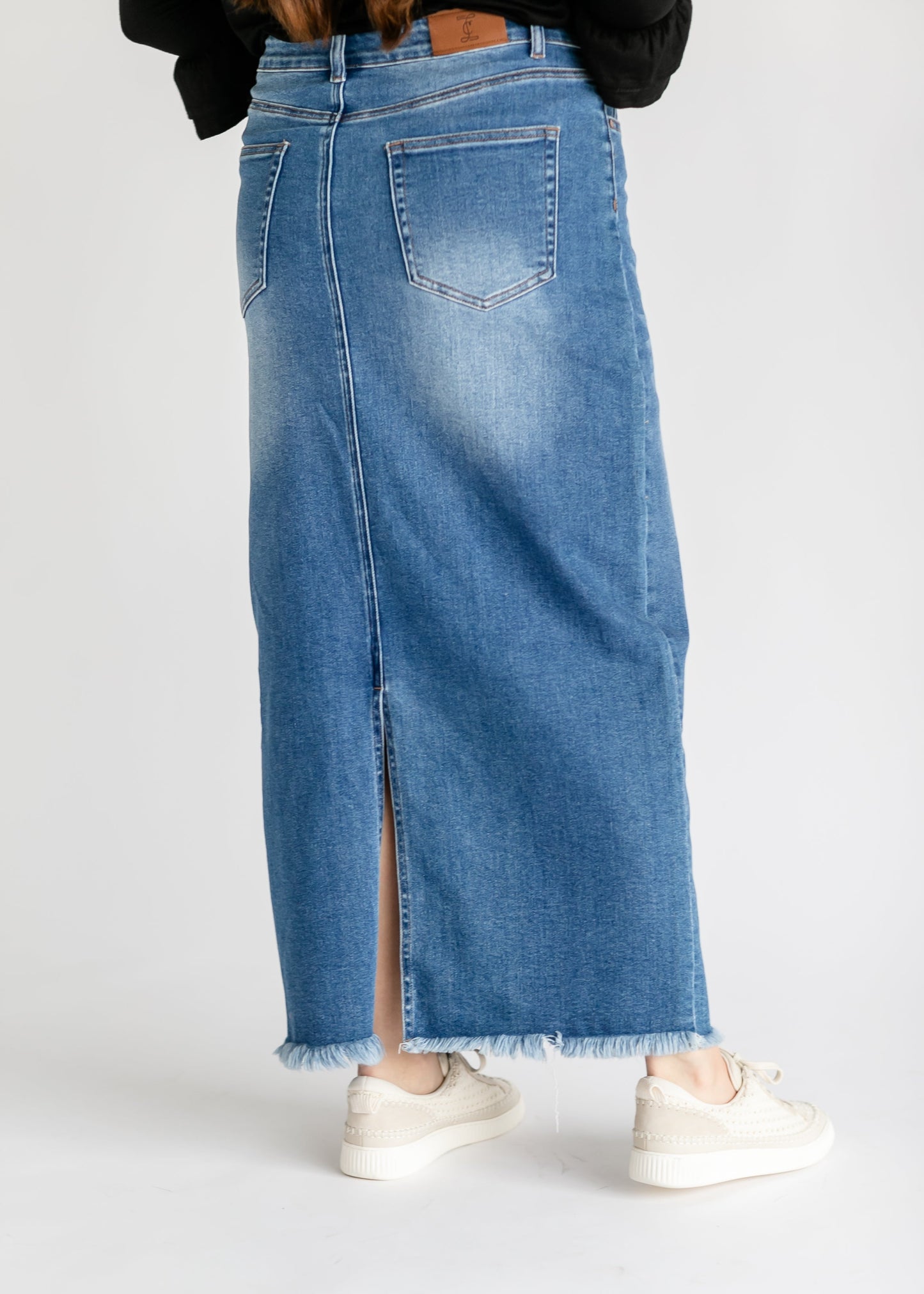 Dakotah Raw Hem Long Denim Skirt - Concordia Style Boutique