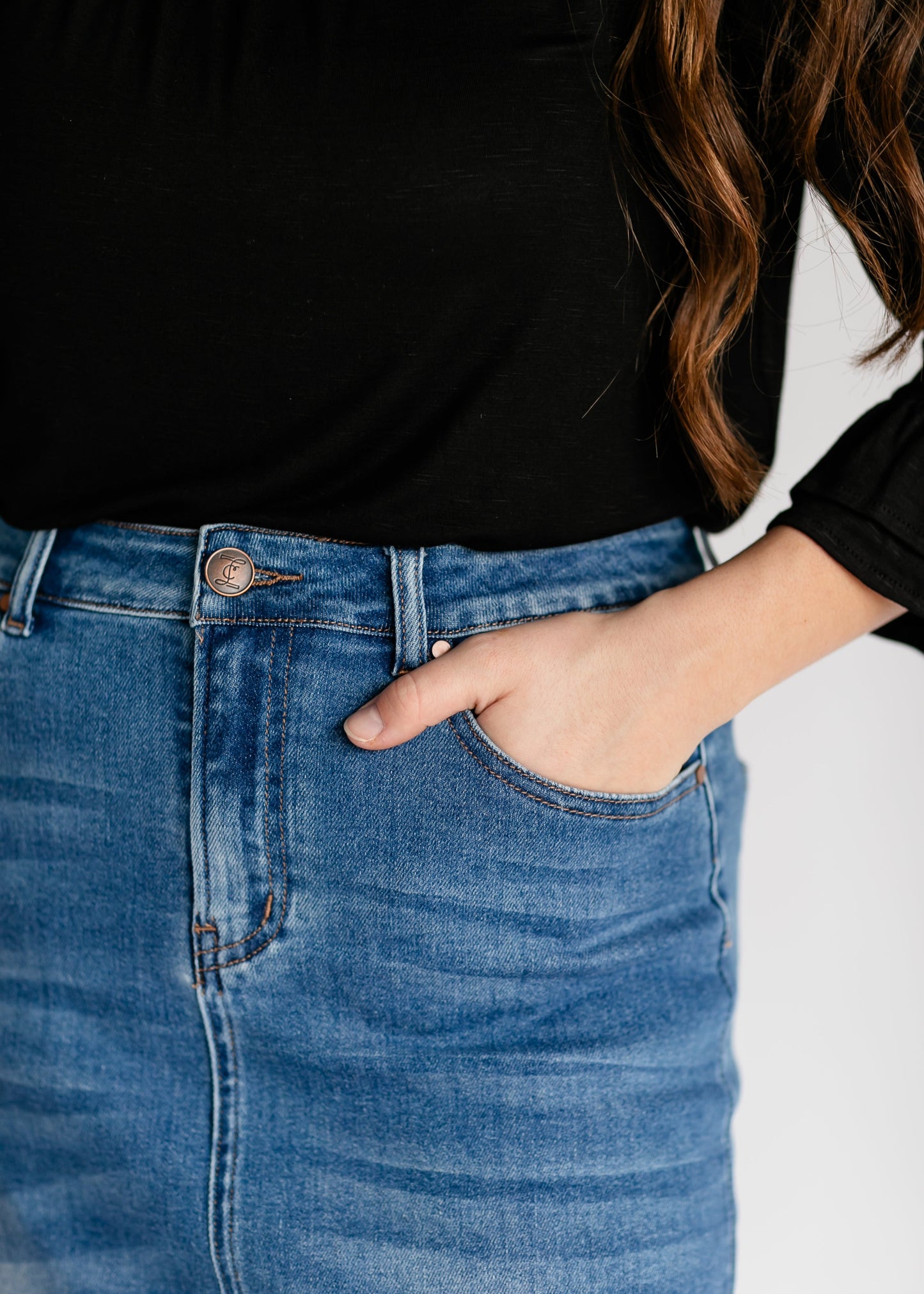 Dakotah Raw Hem Long Denim Skirt - Concordia Style Boutique