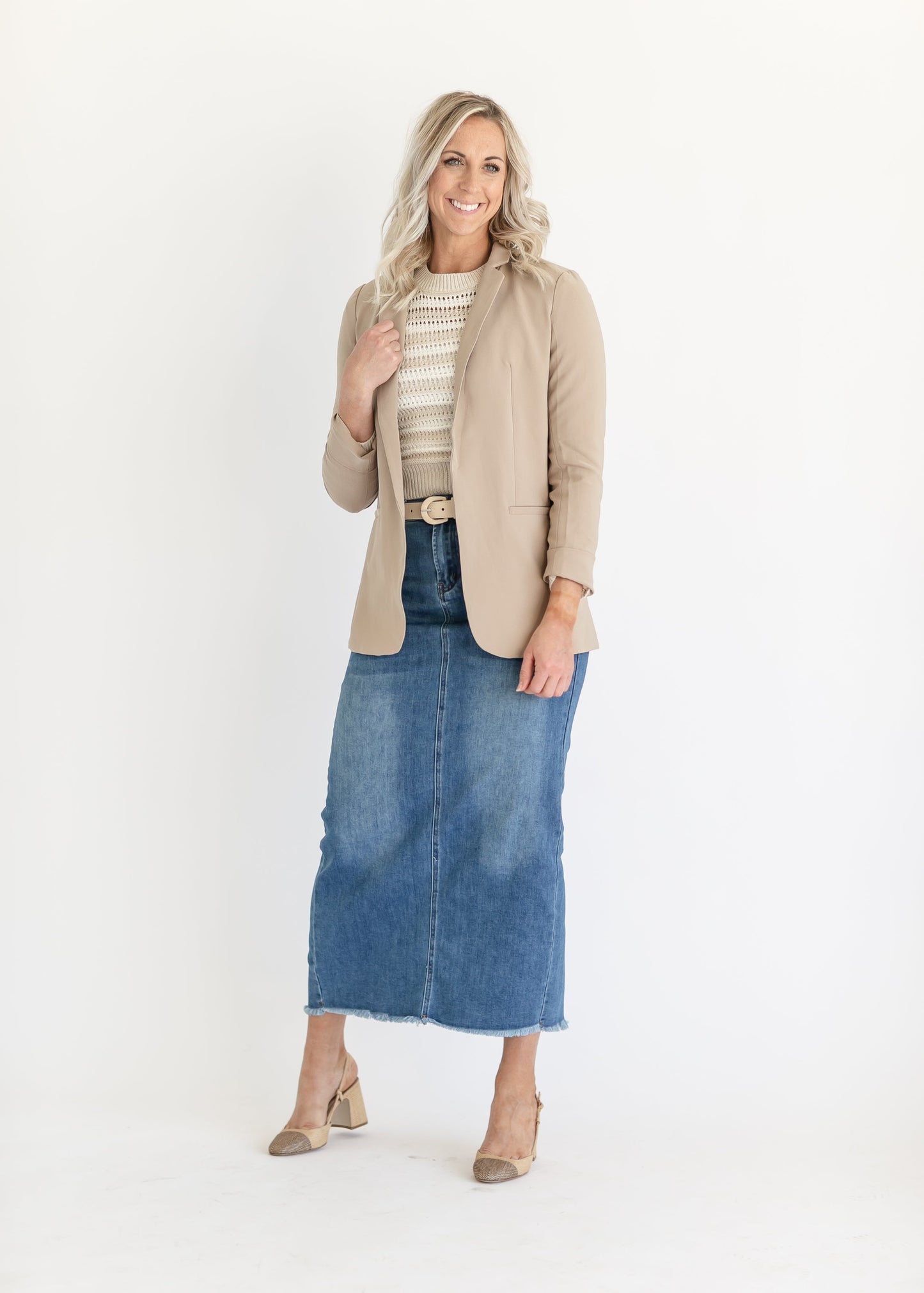 Dakotah Raw Hem Long Denim Skirt - Concordia Style Boutique