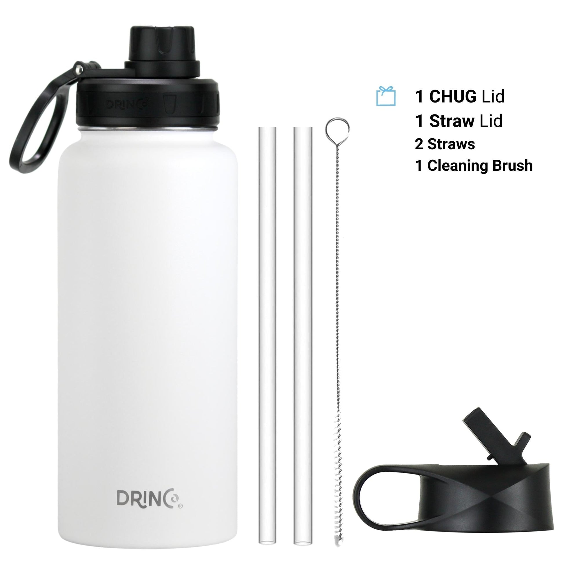 DRINCO® 32oz Stainless Steel Water Bottle-US Flag Color-Artic White - Concordia Style Boutique