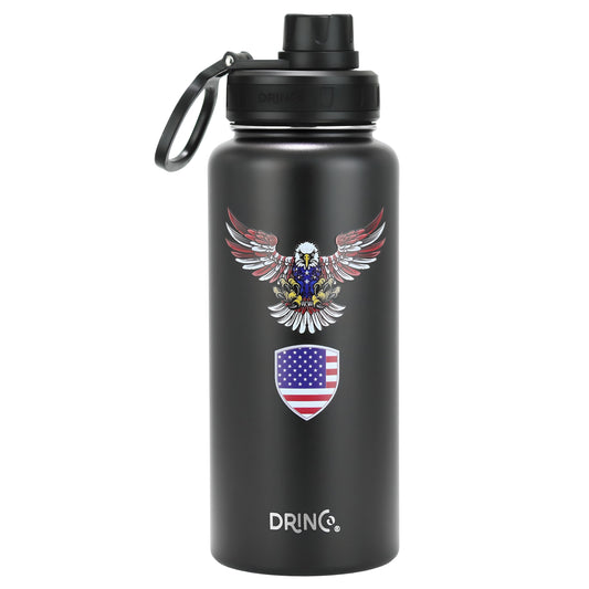 DRINCO® 32oz Stainless Steel Water Bottle-Eagle-Black - Concordia Style Boutique