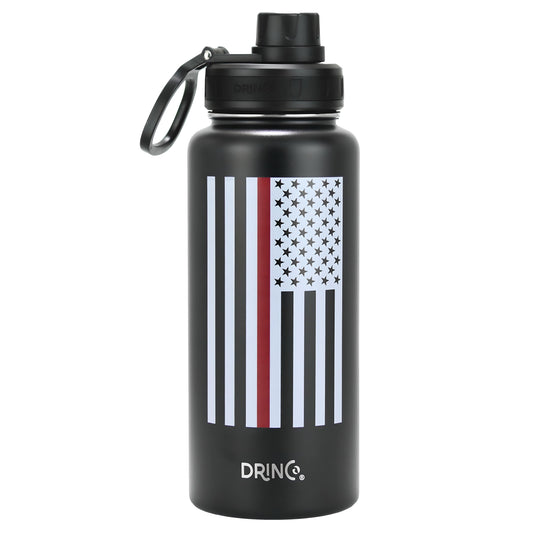 DRINCO® 32oz Stainless Steel Water Bottle-Thin Red-Black - Concordia Style Boutique