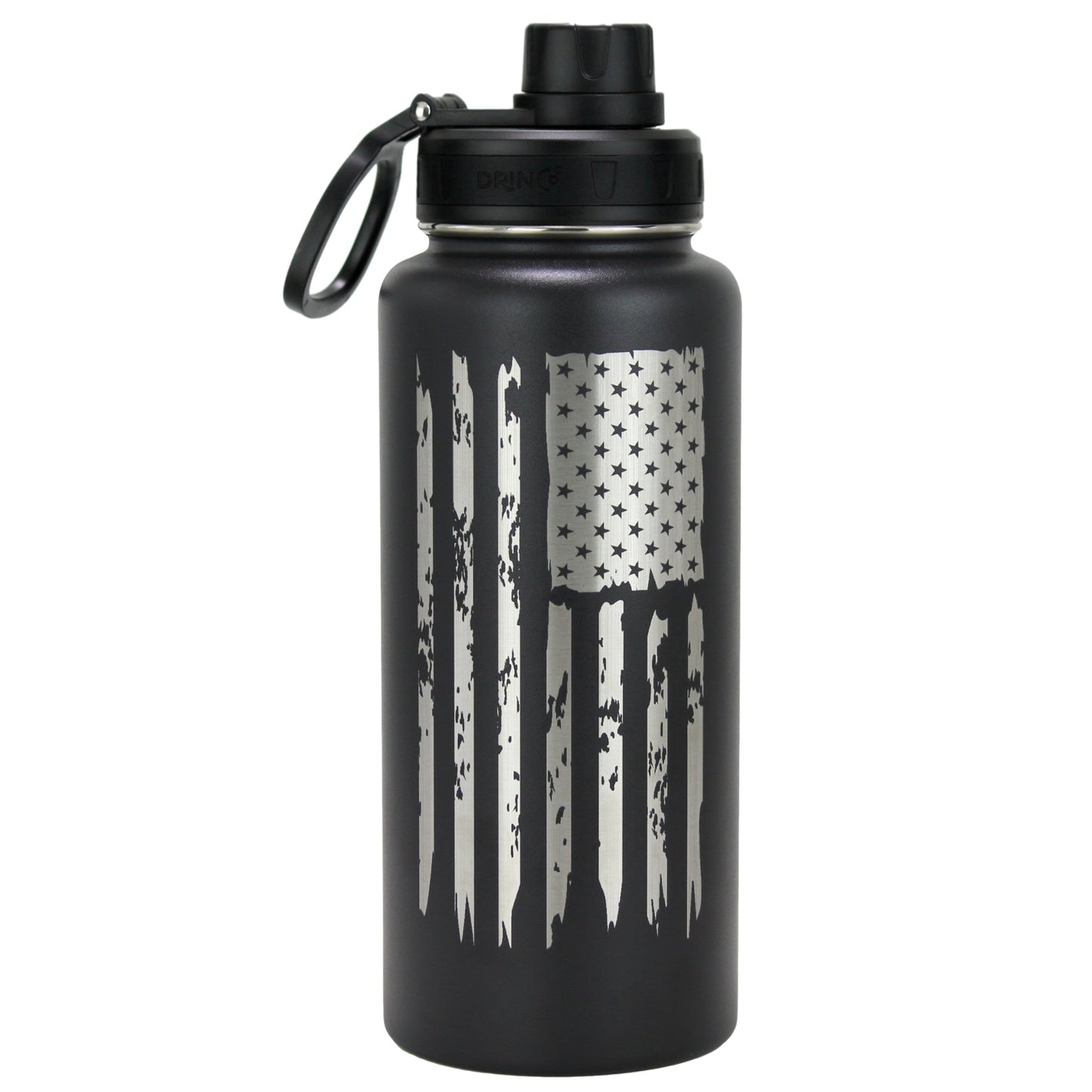DRINCO® 32oz Stainless Steel Water Bottle - USA Flag-Black - Concordia Style Boutique