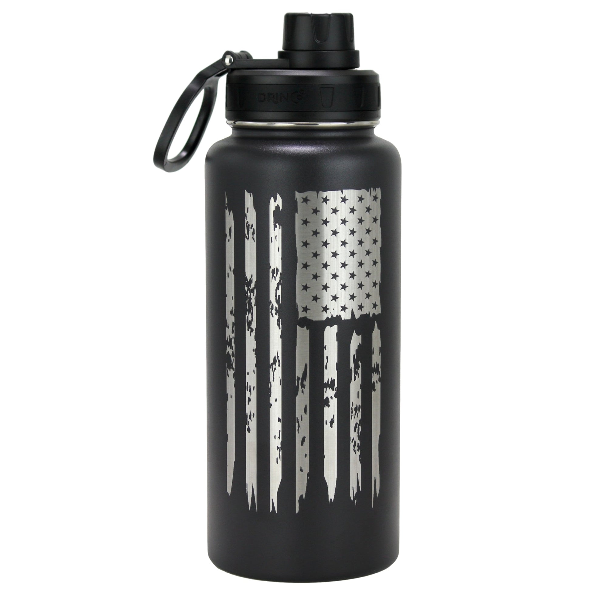 DRINCO® 32oz Stainless Steel Water Bottle - USA Flag-Black - Concordia Style Boutique