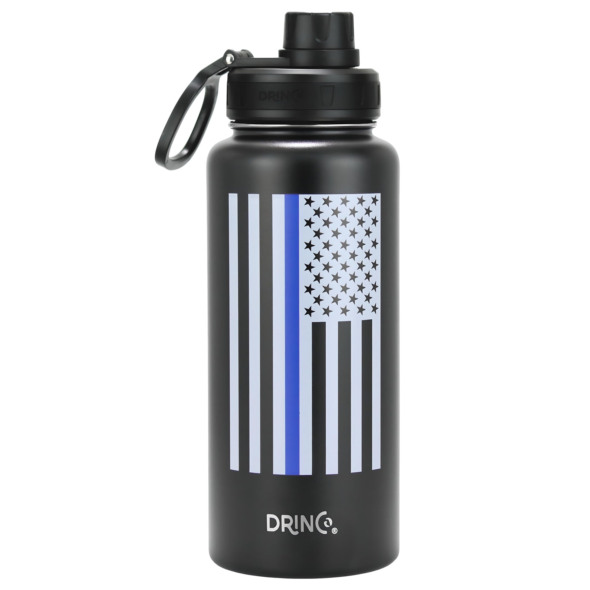 DRINCO® 32oz Stainless Steel Water Bottle-Thin Blue-Black - Concordia Style Boutique