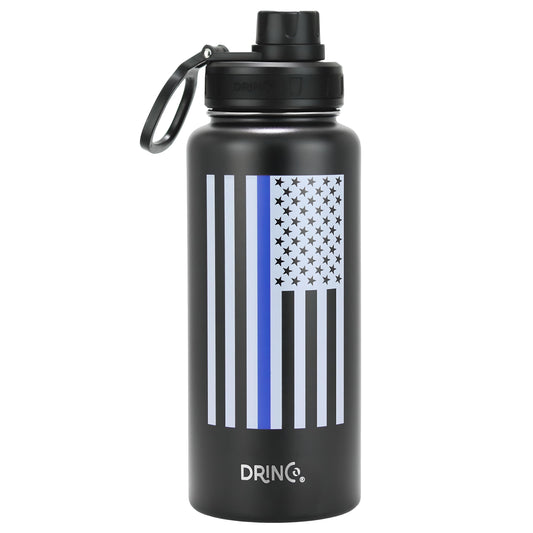 DRINCO® 32oz Stainless Steel Water Bottle-Thin Blue-Black - Concordia Style Boutique