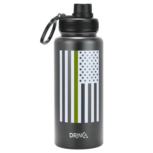 DRINCO® 32oz Stainless Steel Water Bottle-Thin Green-Black - Concordia Style Boutique