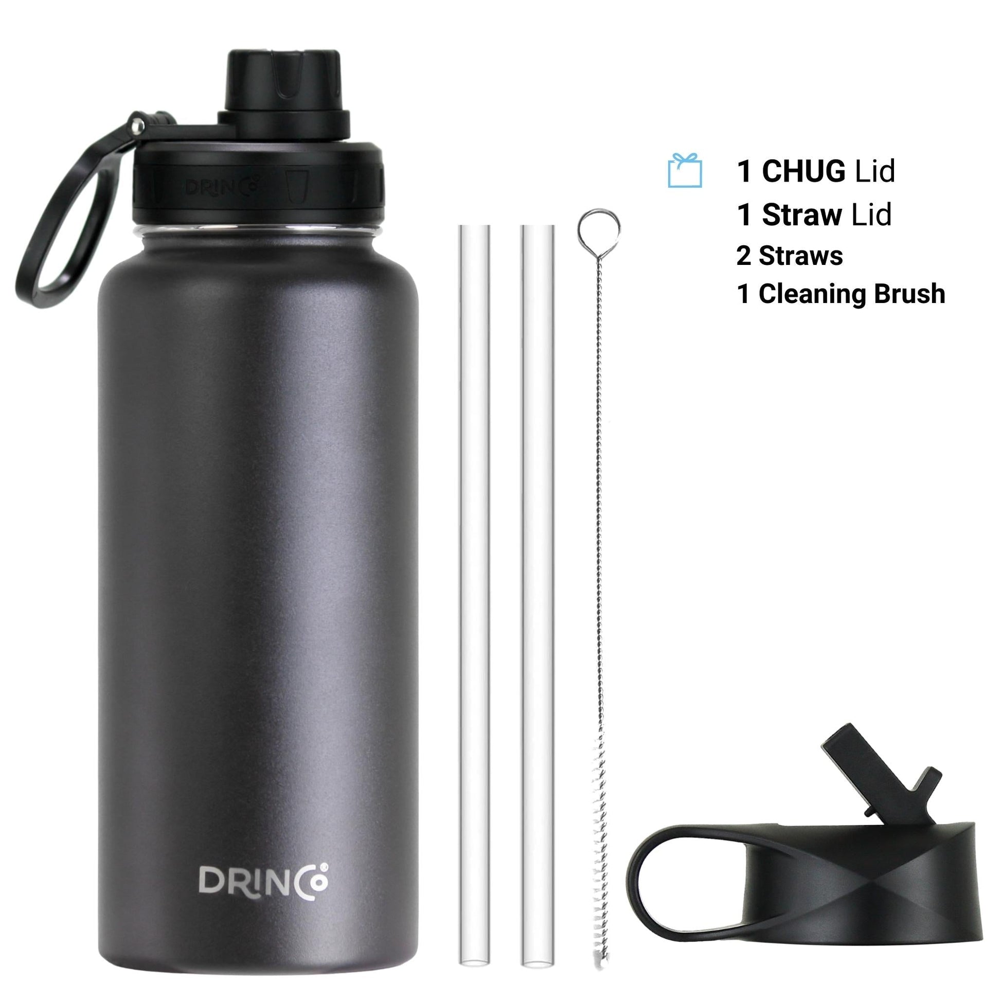DRINCO® 32oz Stainless Steel Water Bottle - USA Flag-Black - Concordia Style Boutique