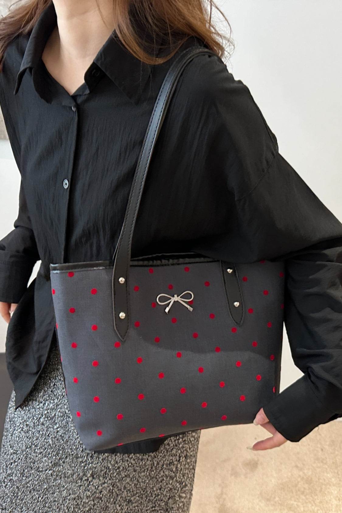 Bow Trim Polyester Tote Bag - Concordia Style Boutique