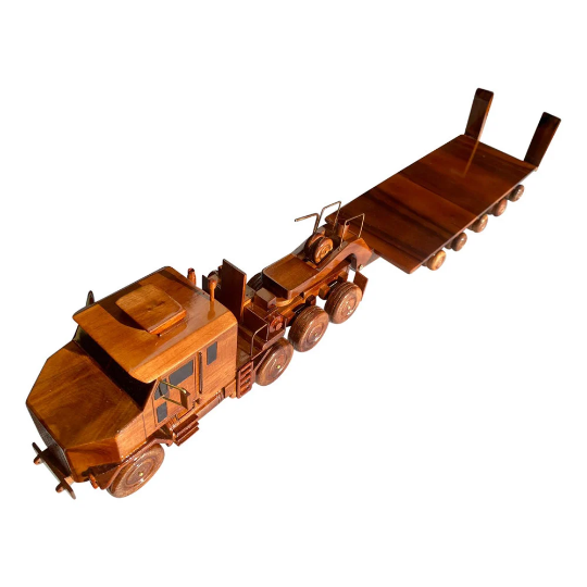 M1070 Combo with M1A1 tank Mahogany Wood Desktop Truck combo Model