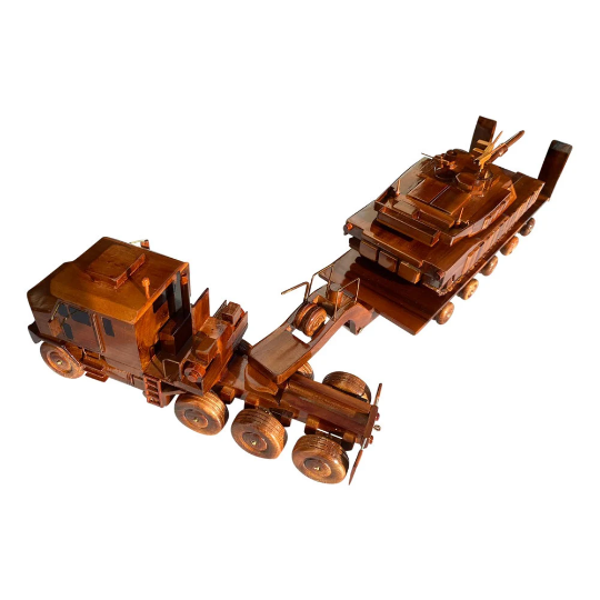 M1070 Combo with M1A1 tank Mahogany Wood Desktop Truck combo Model